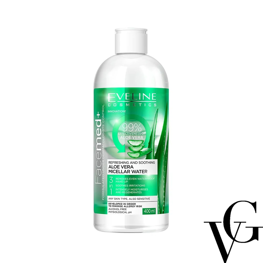 Apă micelară cu aloe vera FACEMED+ 3in1, 400 ml, Eveline Cosmetics