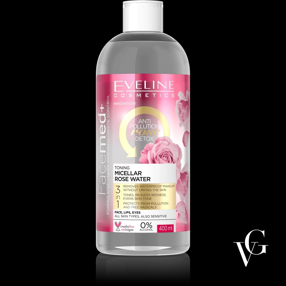 Apă micelară tonifiantă cu trandafiri 3in1 FaceMed+, 400 ml, Eveline Cosmetics