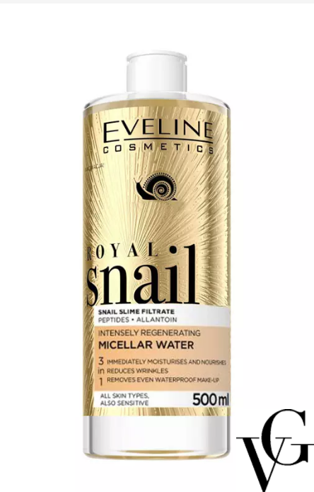 Apă micelară cu efect regenerator Royal Snail 3 în 1, 500 ml, Eveline Cosmetics