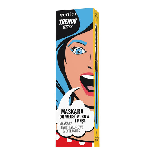 Mascara colorată 3în1 pentru păr, gene și sprâncene Azure Blue, 13 gr, Venita