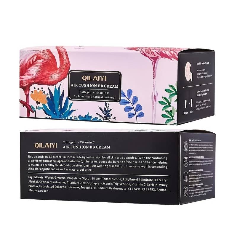 BB cream Air Cushion cu colagen și vitamina C, N.02 Natural Skin, 15 gr, Qilaiyi