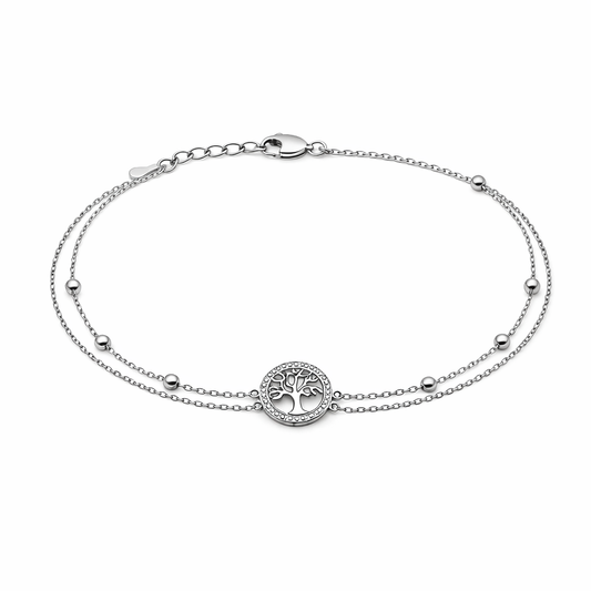 Brățară din argint 925 „tree of life sparkle”, COD B169, sistem de închidere reglabil, cu prelungire