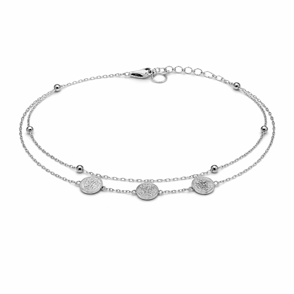 Brățară din argint 925 „vintage coin layer”, COD B169, sistem de închidere reglabil, cu prelungire