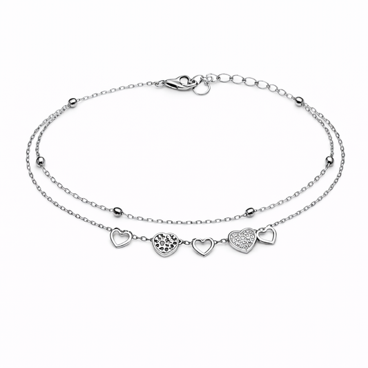 Brățară din argint 925 „abstract heart layer”, COD B169, sistem de închidere reglabil, cu prelungire