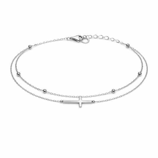 Brățară din argint 925 „minimalist cross layer”, COD B169, sistem de închidere reglabil, cu prelungire