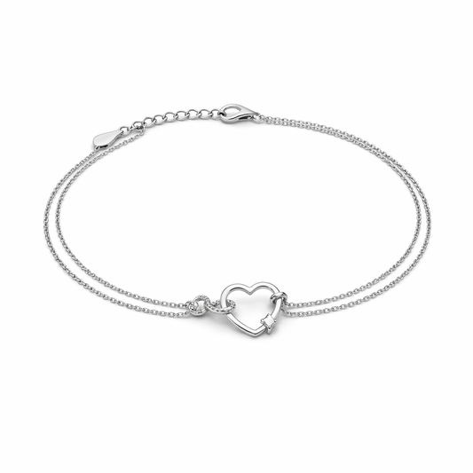 Brățară din argint 925 „eternal heart bond”, COD B169, sistem de închidere reglabil, cu prelungire