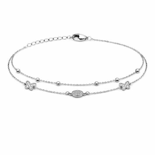 Brățară din argint 925 „shimmering butterfly & circle”, COD B182, sistem de închidere reglabil, cu prelungire