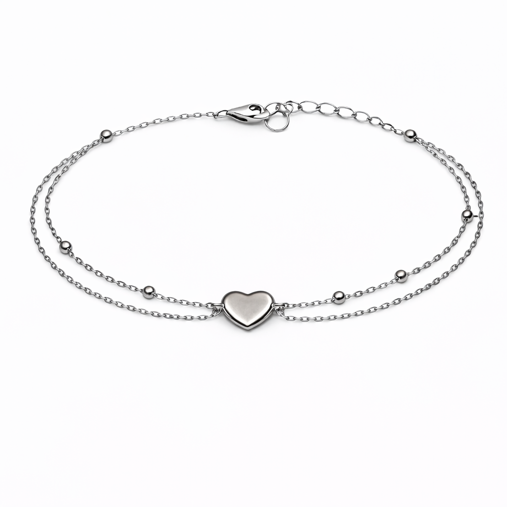 Brățară din argint 925 „minimalist heart layer”, COD B169, sistem de închidere reglabil, cu prelungire