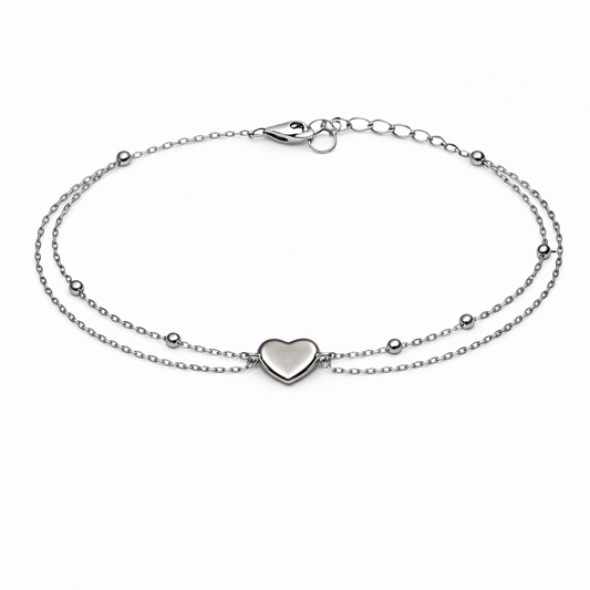 Brățară din argint 925 „minimalist heart layer”, COD B169, sistem de închidere reglabil, cu prelungire