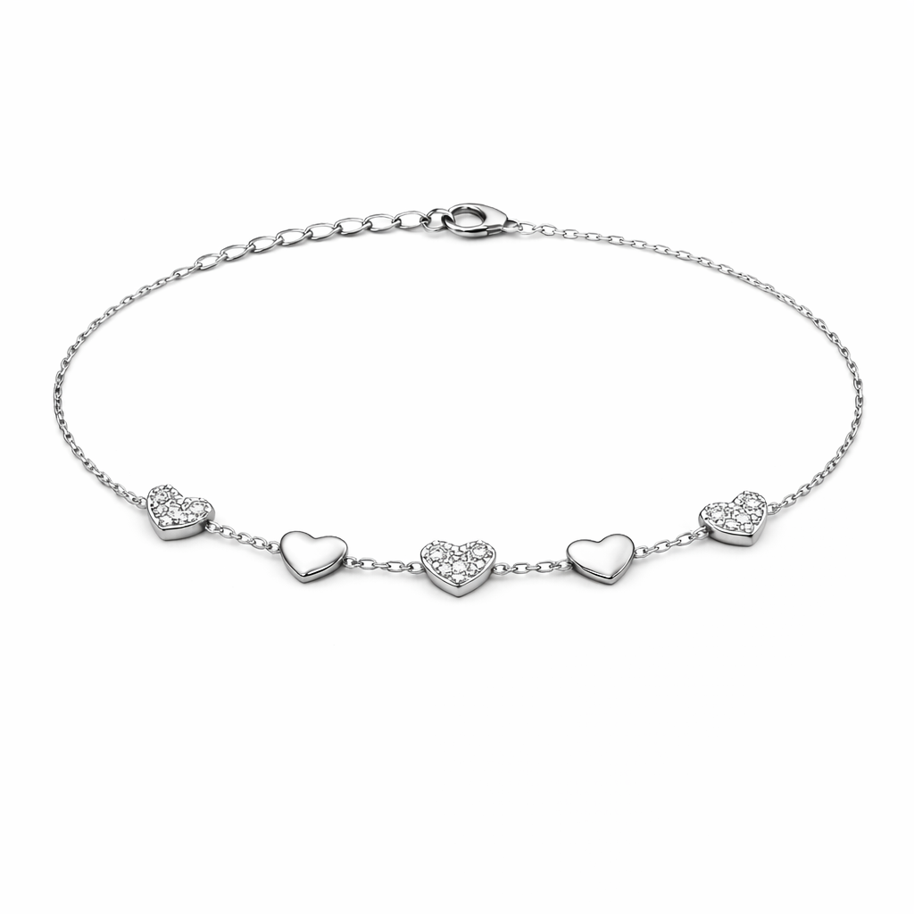 Brățară din argint 925 „serene hearts”, COD B169, sistem de închidere reglabil, cu prelungire