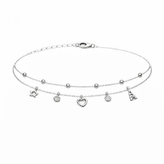 Brățară din argint 925 „charms & symbols”, COD B169, sistem de închidere reglabil, cu prelungire