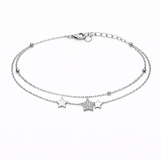 Brățară din argint 925 „celestial star layer”, COD B169, sistem de închidere reglabil, cu prelungire