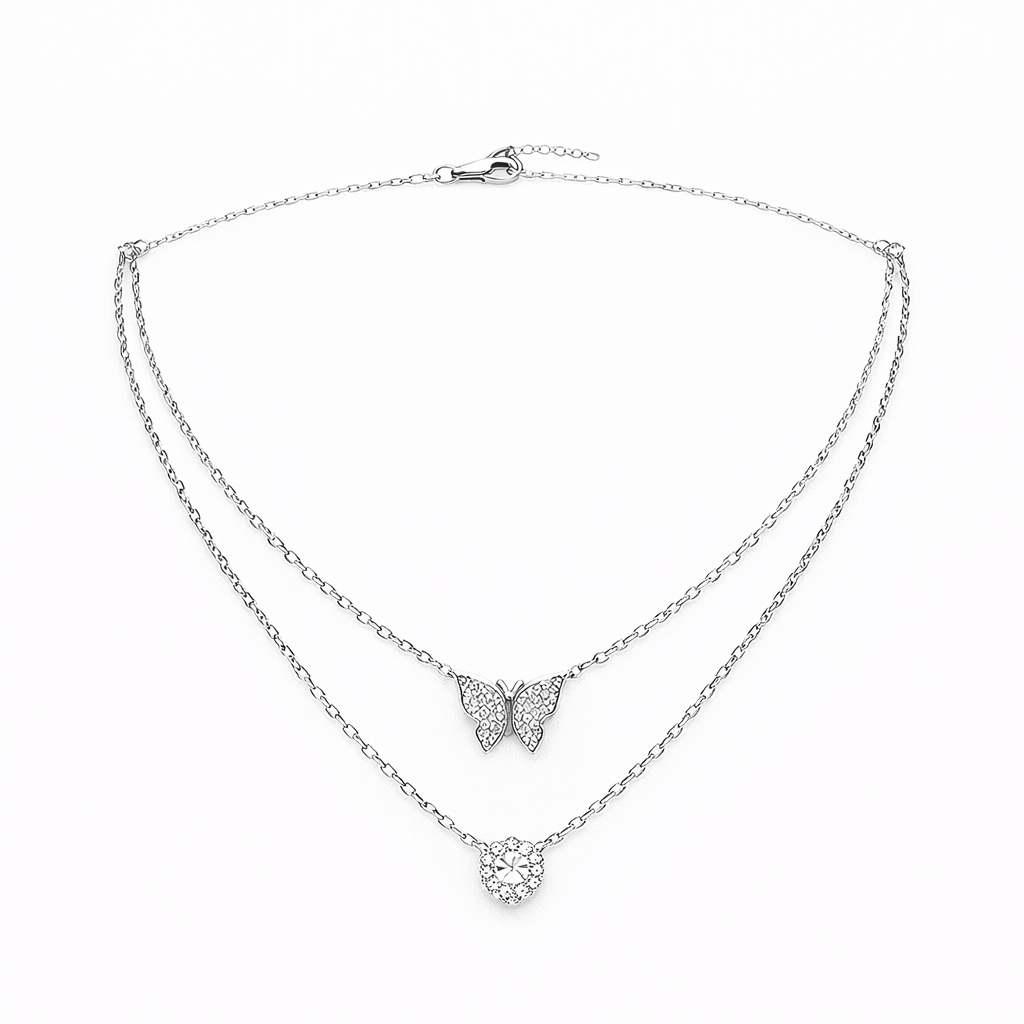 Colier din argint 925 „butterfly dreams”, COD C369, sistem de închidere reglabil, cu prelungire