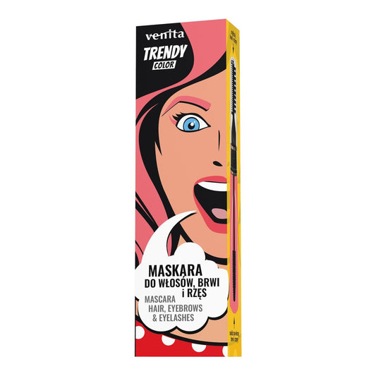 Mascara colorată 3în1 pentru păr, gene și sprâncene Candy Pink, 13 gr, Venita