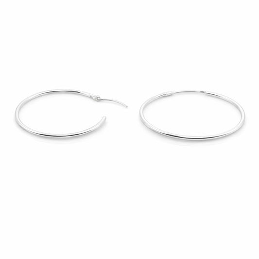 Cercei din argint 925 „sleek silver hoops”, COD V184, sistem de închidere tip verigă (tijă retractabilă)