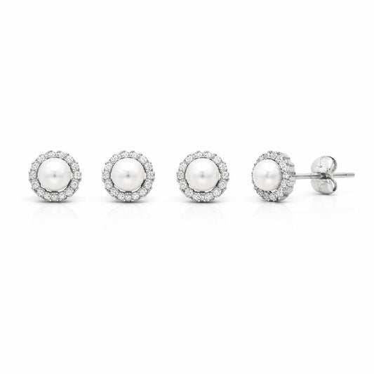 Cercei din argint 925 „pure pearl blossom”, COD 626, sistem de închidere tip tijă cu șurub