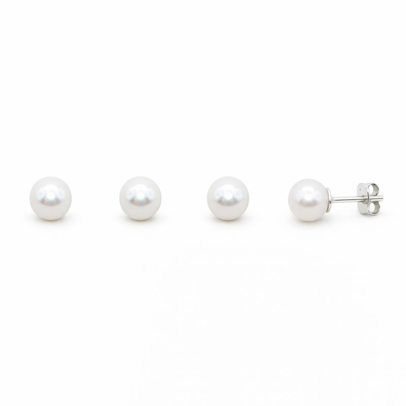Cercei din argint 925 „classic pearl”, COD C527, sistem de închidere tip tijă cu șurub