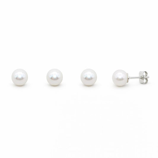 Cercei din argint 925 „classic pearl”, COD C527, sistem de închidere tip tijă cu șurub