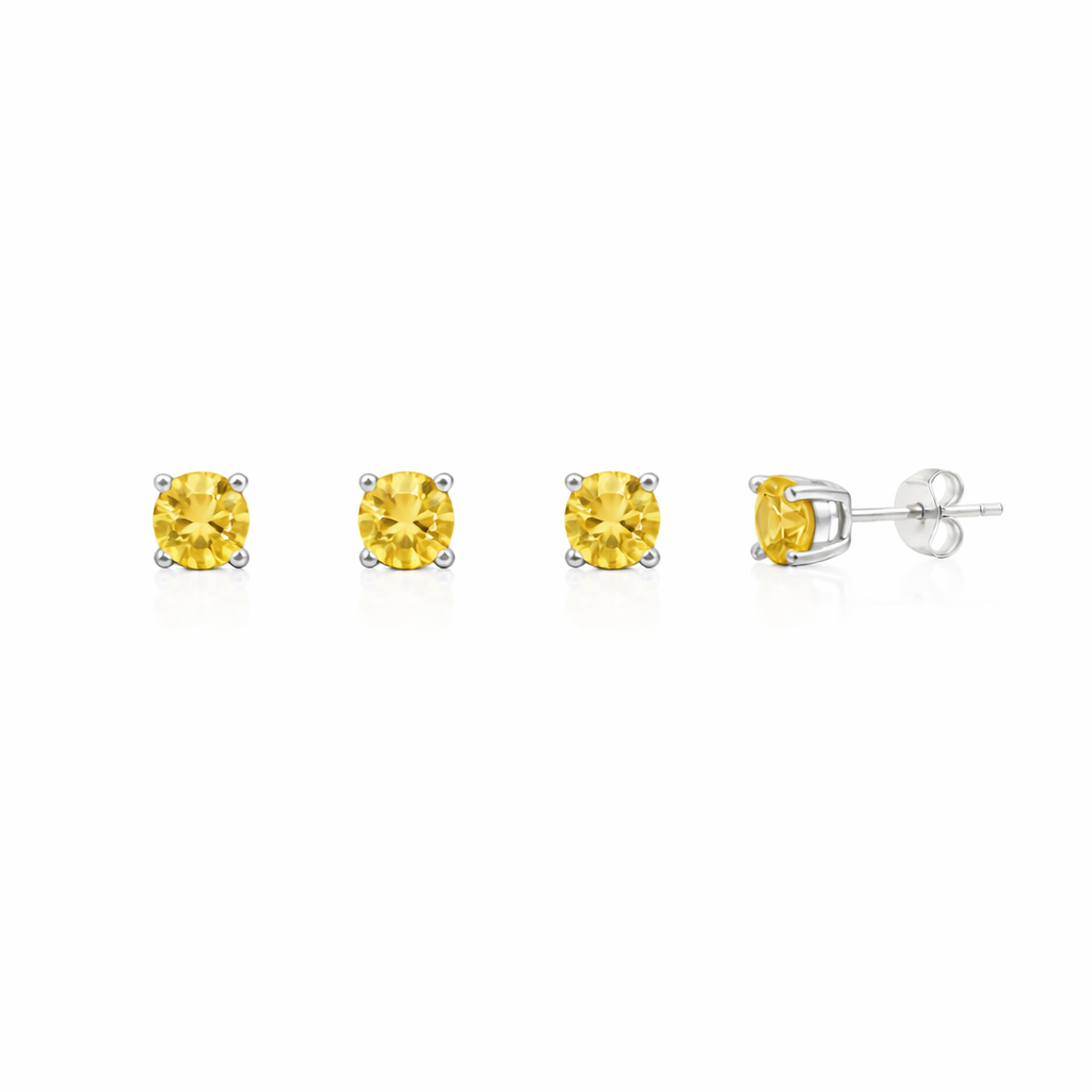 Cercei din argint 925 „pure citrine”, COD 626, sistem de închidere tip tijă cu șurub