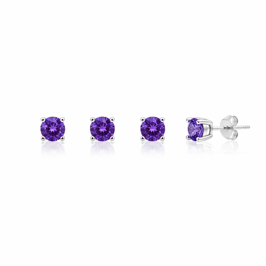 Cercei din argint 925 „amethyst glow”, COD 626, sistem de închidere tip tijă cu șurub