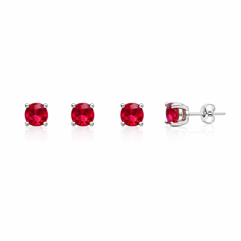 Cercei din argint 925 „ruby red”, COD 626, sistem de închidere tip tijă cu șurub
