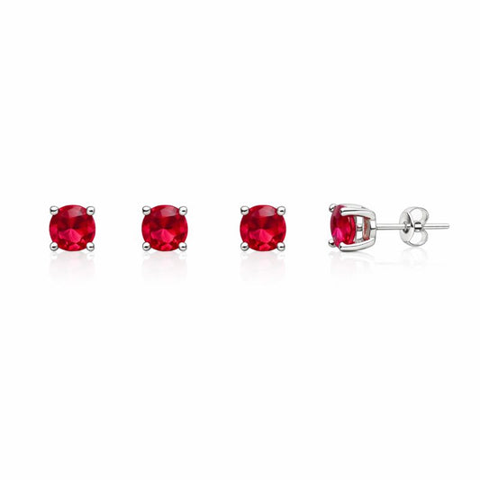 Cercei din argint 925 „ruby red”, COD 626, sistem de închidere tip tijă cu șurub