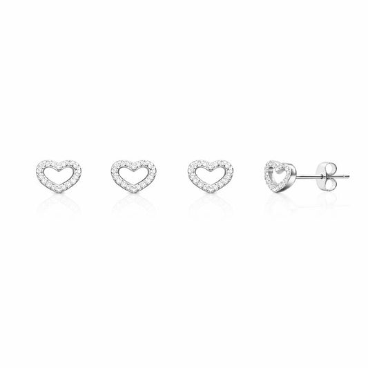 Cercei din argint 925 „sparkling heart”, COD 626, sistem de închidere tip tijă cu șurub