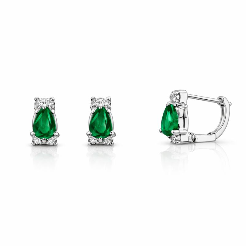 Cercei din argint 925 „emerald drop sparkle”, COD C208, sistem de închidere tip tortiță