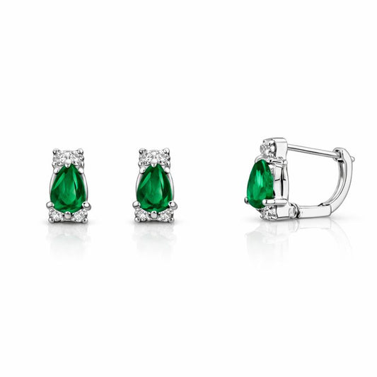 Cercei din argint 925 „emerald drop sparkle”, COD C208, sistem de închidere tip tortiță