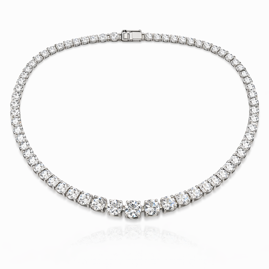 Colier din argint 925 tip riviere, COD 215, sistem de închidere tip casetă (box clasp)