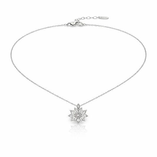 Colier din argint 925 cu pandantiv tip floare, COD C392, sistem de închidere reglabil, cu prelungire