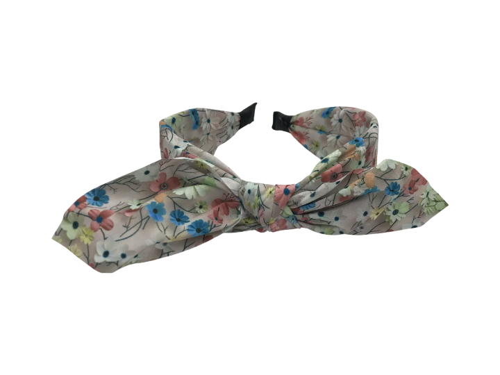 Coroniță de păr din voal, cu fundă, model floral