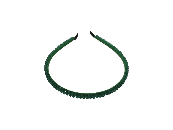Coroniță de păr cu strasuri aplicate, format subțire, culoare verde
