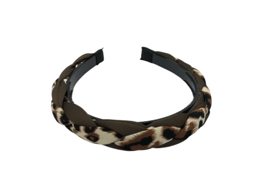 Coroniță de păr cu împletitură textilă, model cu animal print