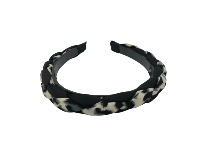 Coroniță de păr cu împletitură textilă, model cu animal print