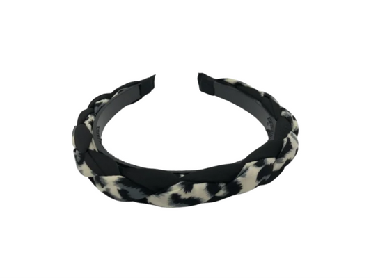 Coroniță de păr cu împletitură textilă, model cu animal print
