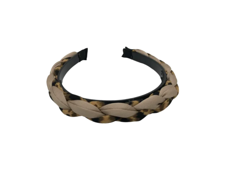 Coroniță de păr cu împletitură textilă, model cu animal print