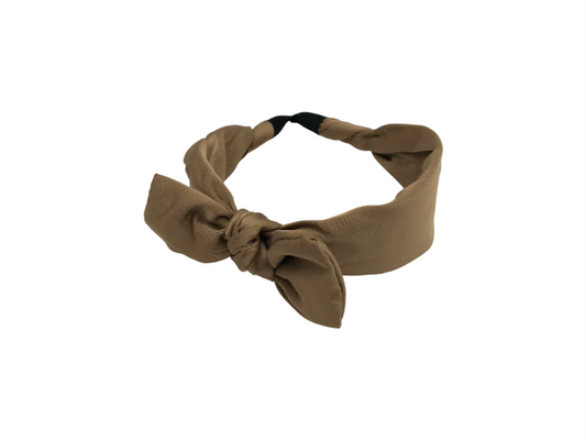 Coroniță de păr cu fundă, culoare maro-caramel