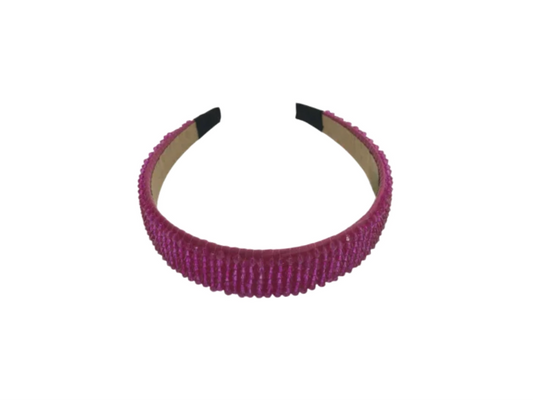 Coroniță de păr cu strasuri, format lat, culoare fucsia
