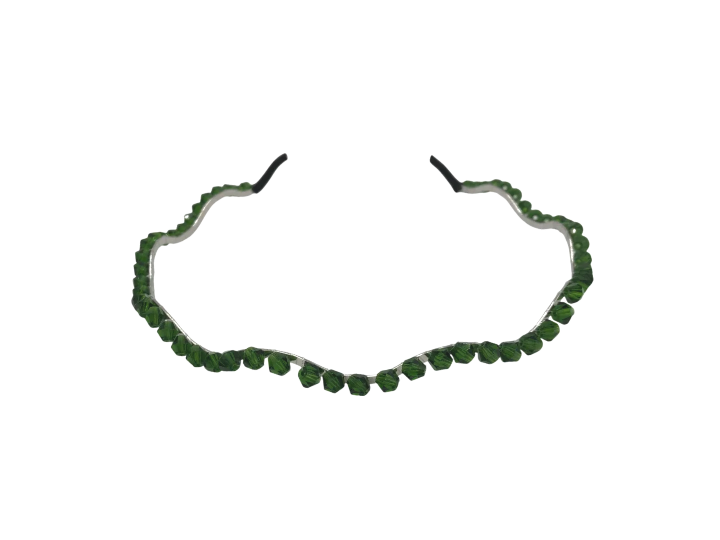 Coroniță de păr cu cristale fațetate, culoare verde