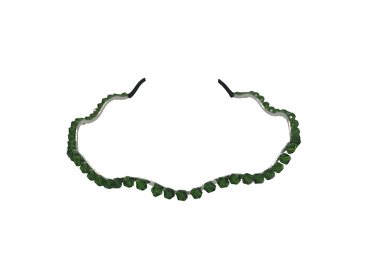 Coroniță de păr cu cristale fațetate, culoare verde