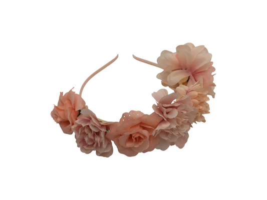 Coroniță de păr florală, culoare roz-piersică