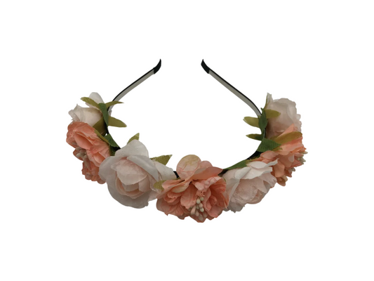 Coroniță de păr florală, culoare piersică-somon