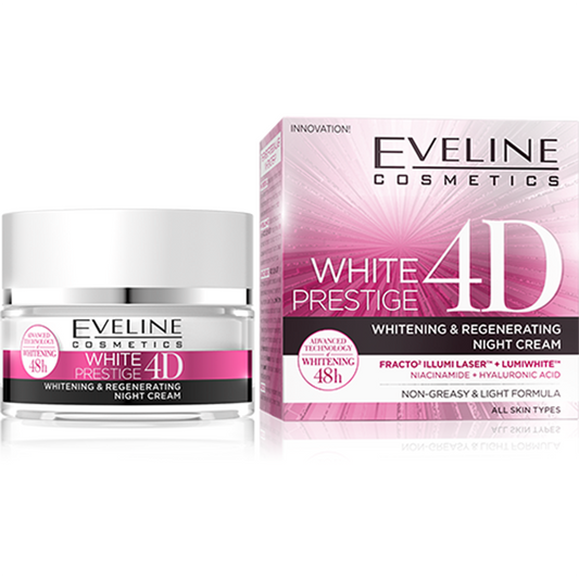 Cremă de față pentru noapte White Prestige 4D Whitening and Regenerating, 50 ml, Eveline Cosmetics