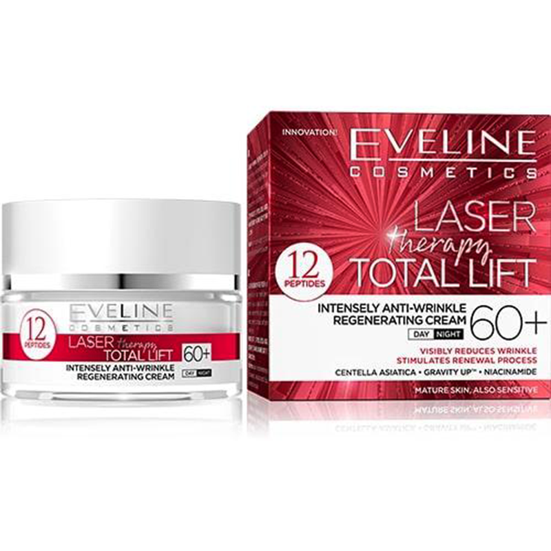 Cremă de față anti-rid Laser Therapy Total Lift Intensely Regenerating Anti-Wrinkle Cream 60+, 50 ml, Eveline Cosmetics