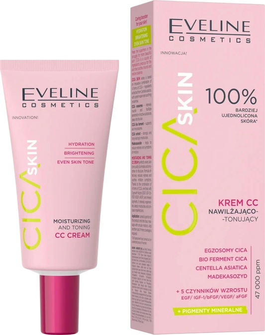 Cremă intens hidratantă și tonifiantă CC Cream CICA Skin 100%, 30 ml, Eveline Cosmetics
