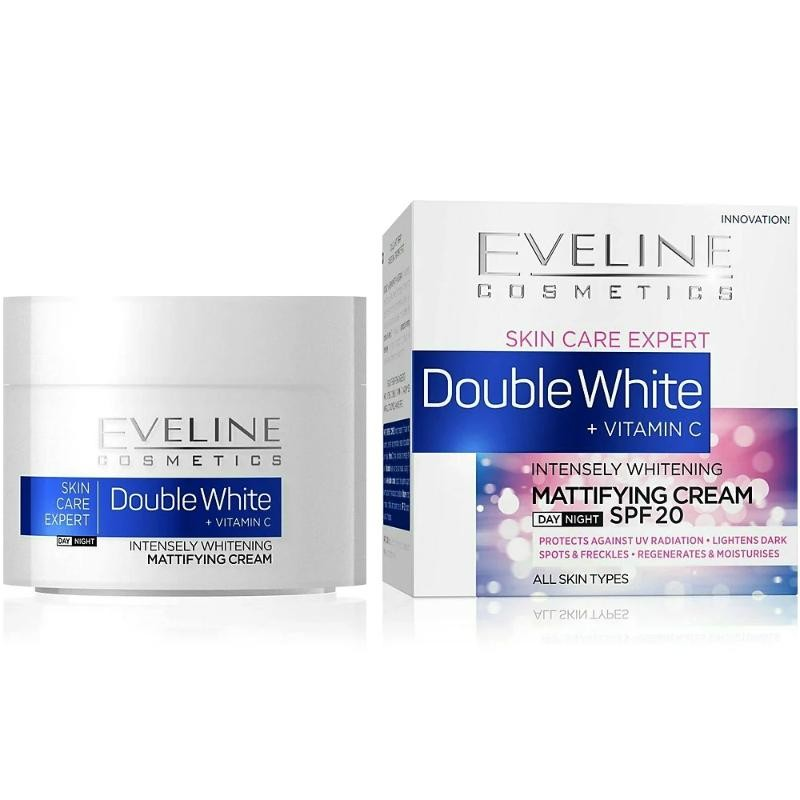 Cremă de față Skin Care Expert Double White + Vitamina C SPF 20, 50 ml, Eveline Cosmetics