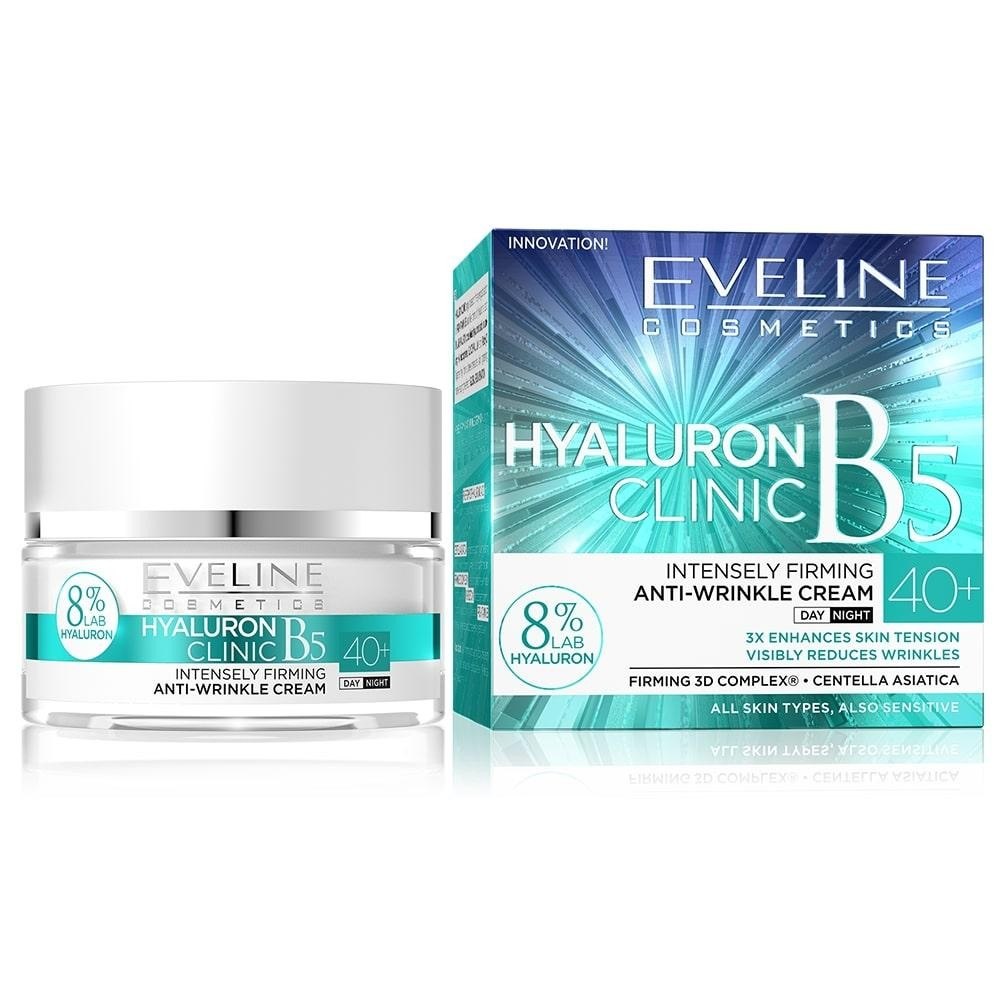 Cremă de față anti-rid pentru zi și noapte Hyaluron Clinic 40+, 50 ml, Eveline Cosmetics