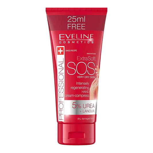 Cremă de mâini ExtraSoft S.O.S cu 5% uree & lanolină, 100 ml, Eveline Cosmetics