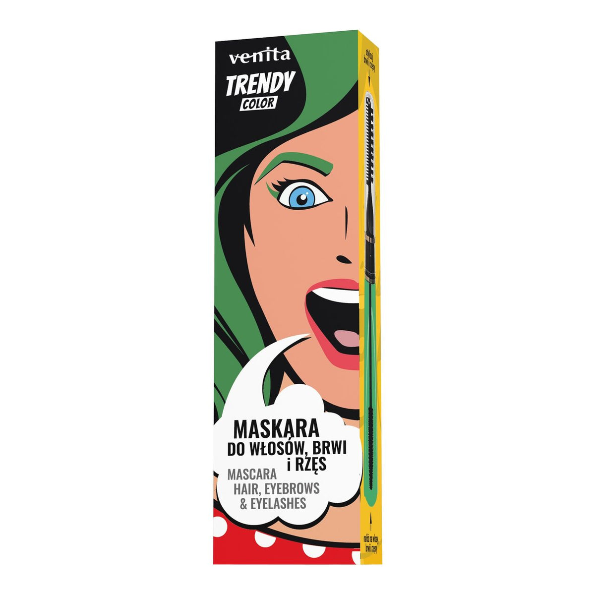 Mascara colorată 3în1 pentru păr, gene și sprâncene Emerald Green, 13 gr, Venita